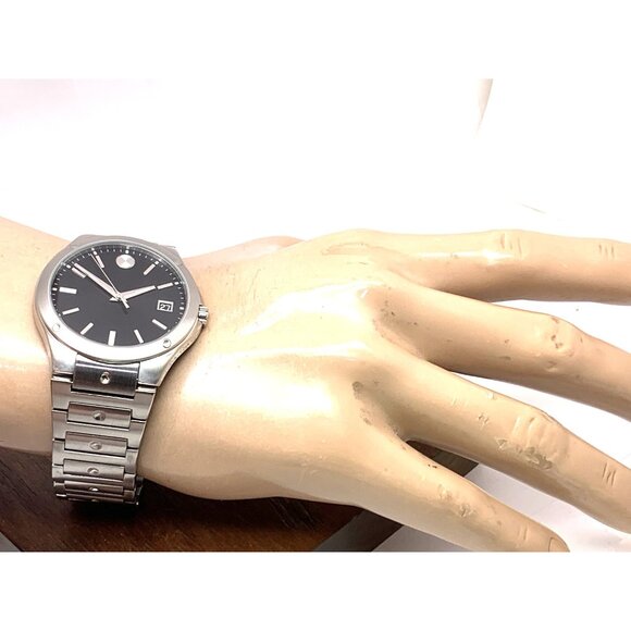 Movado Men's Watch 0607541 SE Black Dial Swiss Quartz Silver Steel 41mm - Picture 5 of 15